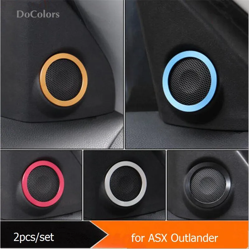 DoColors 2pcs/set interior audio speaker decoration trim cover ring sticker case for MITSUBISHI ASX Outlander 2013-2018