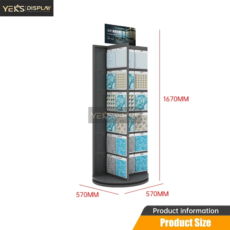 custom.Customize Size Four-Side Rotating Punching Wood Floor Tile Display Stand Showroom