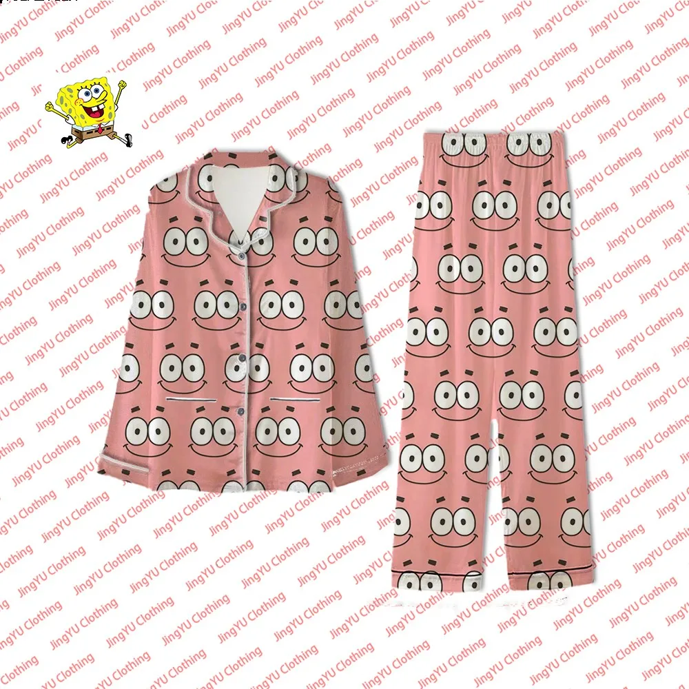 Cute pajamas set fashionable and comfortable casual home pajamas couple style SpongeBob cartoon pajamas 2024 summer new style