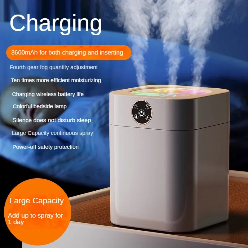 Three Spray Super Fog Humidifier Home Quiet Bedroom Rechargeable Pregnant Woman Baby Aroma Small Large Capacity Office Desktop