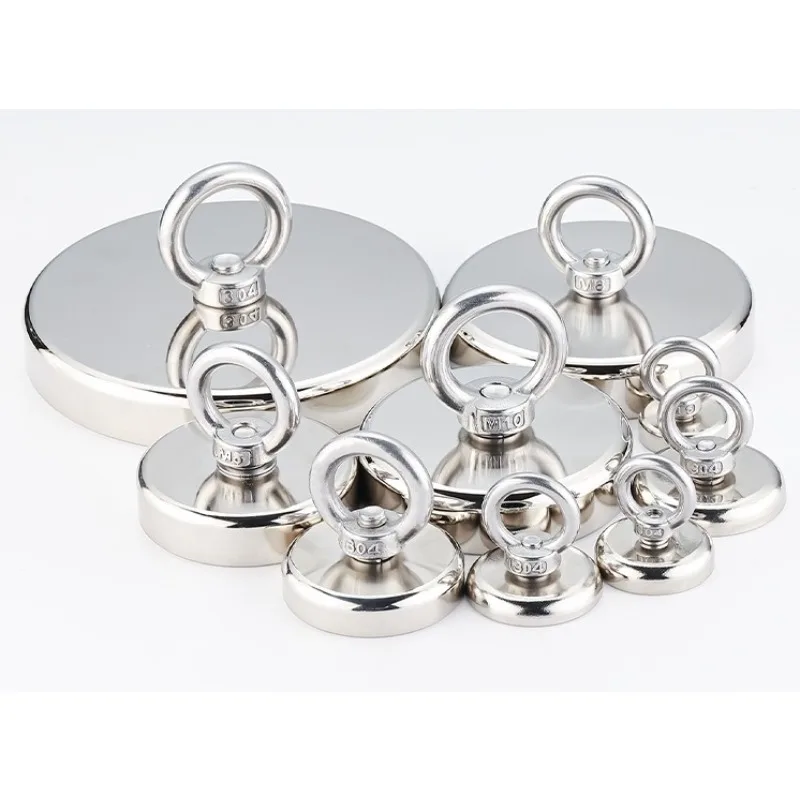 Neodymium Fishing Magnet with Eyebolt Heavy Duty Round Strong Magnetic Puller for River Salvage