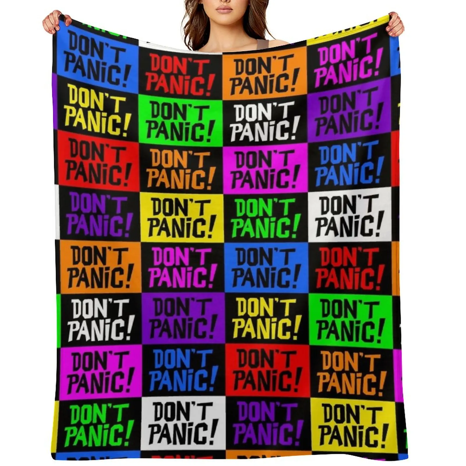 

NDVH Don't Panic - Multicoloured H2G2 Throw Blanket Hairy Thermal for winter Sleeping Bag Blankets