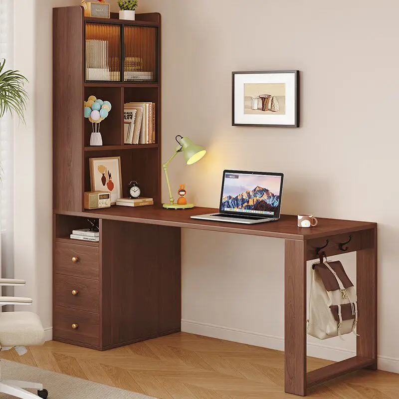 #Luxury Corner Desk Bookshelf Combination Modern Multi-Function Home Study Writing Desk for Bedroom
