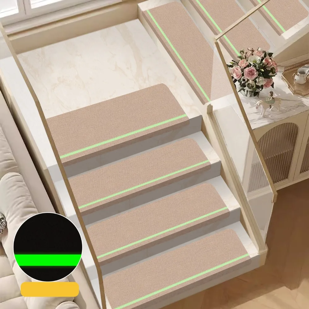 No Glue Needed Luminous Staircase Mat Self-Adhesive Household Stairs Sticker Solid Color Household Foot Mat for Home Protection
