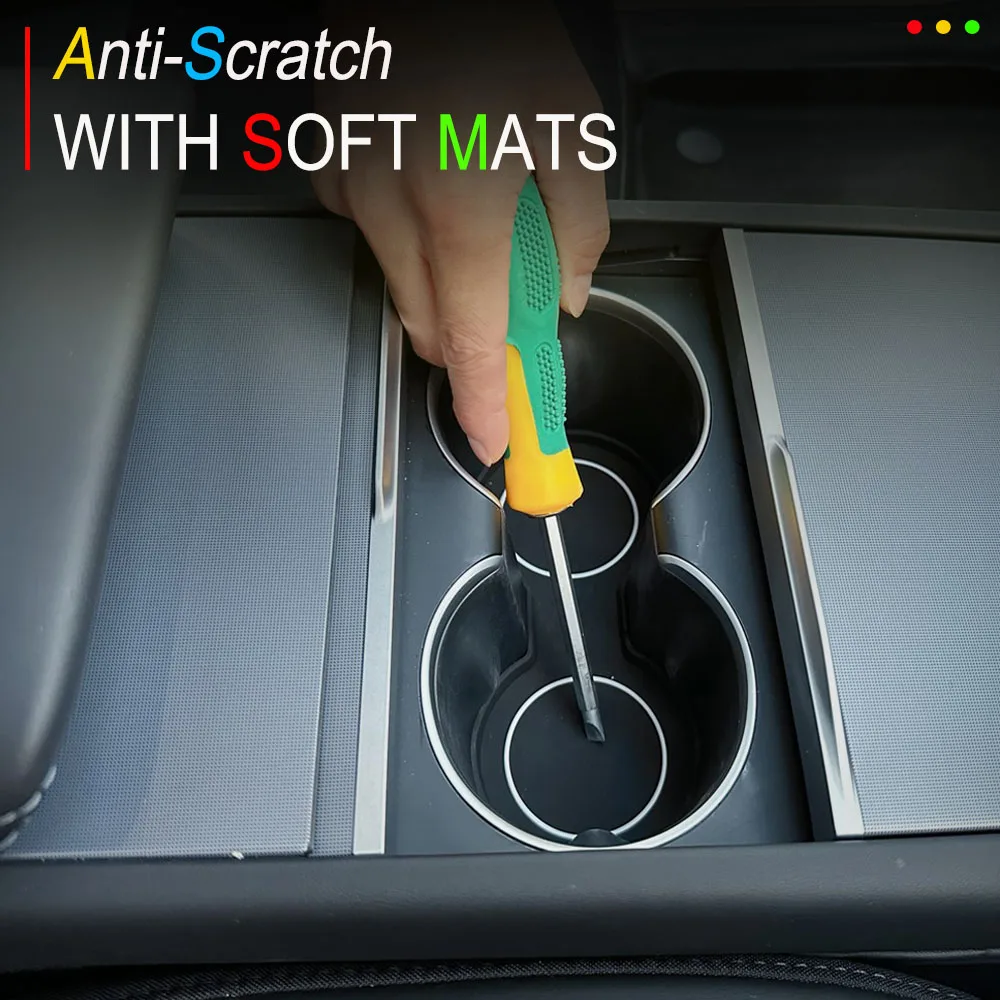 حامل الكأس إدراج ل تسلا نموذج Y العرعر نموذج 3 2025 2026 اكسسوارات مركز وحدة التحكم صندوق تخزين الحصير كأس كوستر الوسادة الكسوة #4