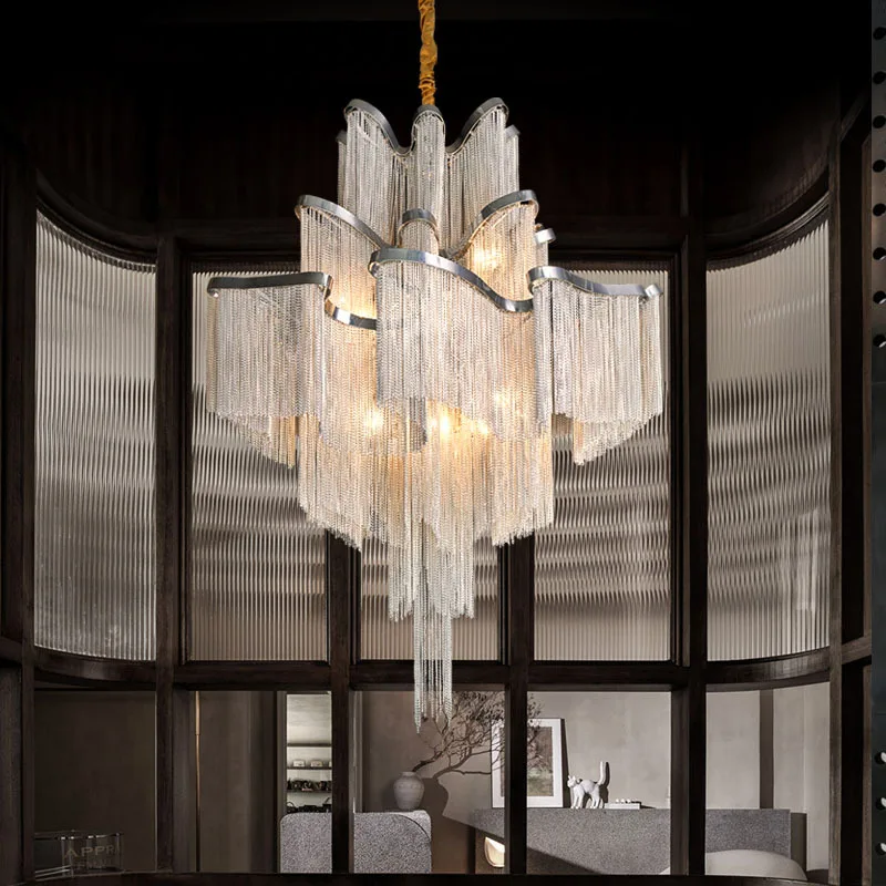 

Luxury Ceiling Pendant Lights Duplex Staircase Hanging Chandeliers Dining Table Living Room LED House Decor Lighting Fixtures