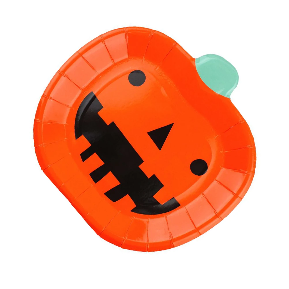 

8 pcs Pumpkin Shaped Disposable Paper Plates for Halloween Party Theme Special Events Kids Meals Crepes Dinner