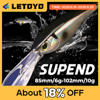 LETOYO Suspending Minnow 3.8g 6g 10g 0-4m Depth Deep Dive Artificial Bait Trout Bass Lures For Pike Minnow Fishing Lures