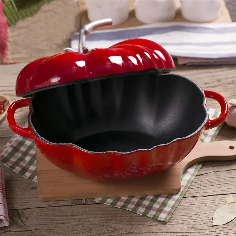 New Arrival Mini Tomato Decor Enameled Cast Iron Casserole - Wholesale Stockpot for Kitchen & Home Decor