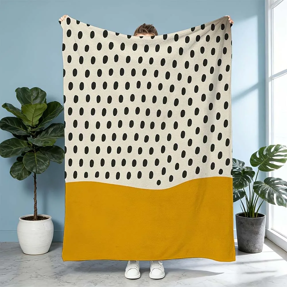 1pc Watercolor Tulip and Bee Floral Fleece Blanket Soft Cozy Spring Home Throw Blanket for Couch Bed Living Room