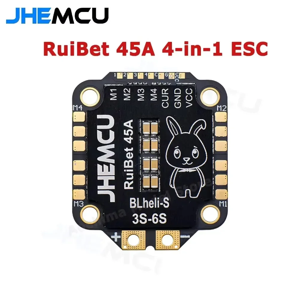 

JHEMCU RuiBet 45A BLHELI_S Dshot600 3-6S бесщеточный 4в1 ESC 30X30 мм для FPV контроллер полета фристайла стек DIY Запчасти