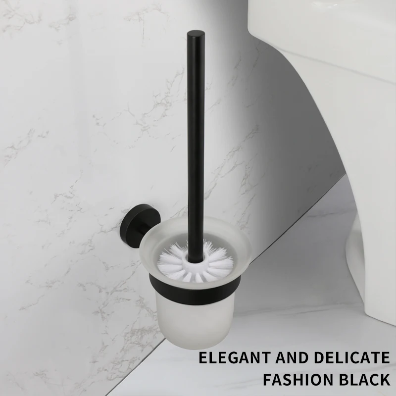 Toilet Brush Holder Wall Mount WC Cleaning Brush Stainless Steel Bathroom Accessories Black Nickel Rose Gold Toilet Accessories