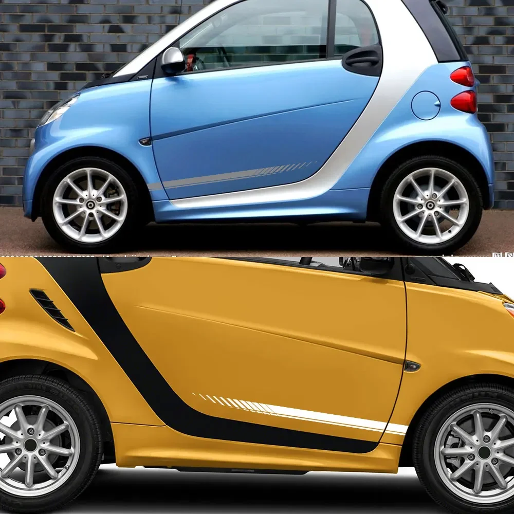 

2 шт., наклейка на боковую юбку автомобиля в полоску для Smart 451 453 Fortwo Forfour, виниловая пленка с линией талии, декоративная наклейка, аксессуары