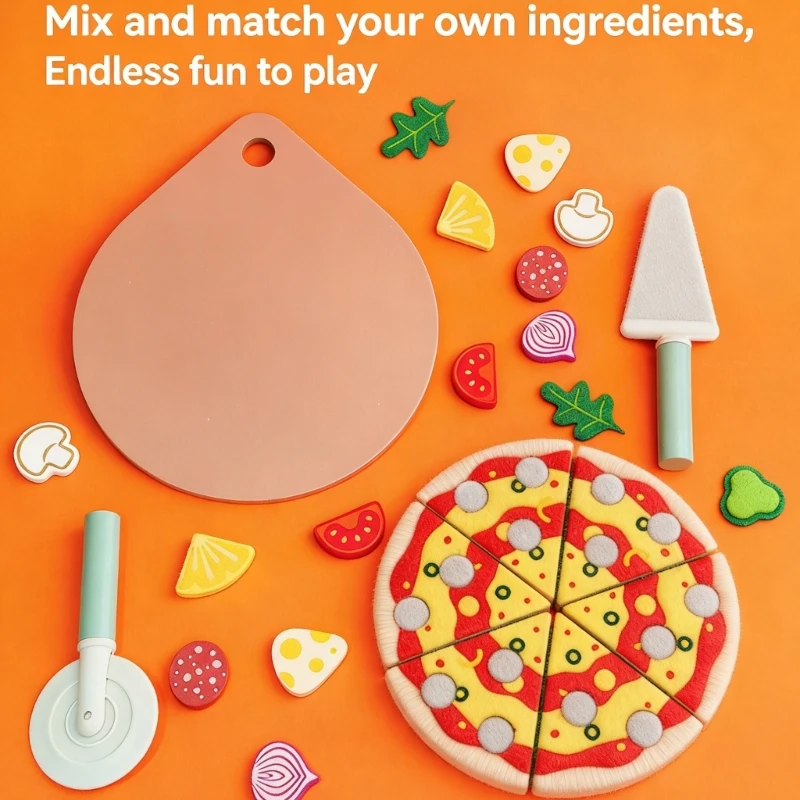 

Pretend Play Wooden Pizza Cutting Set For Preschoolers Role Play Game Activity