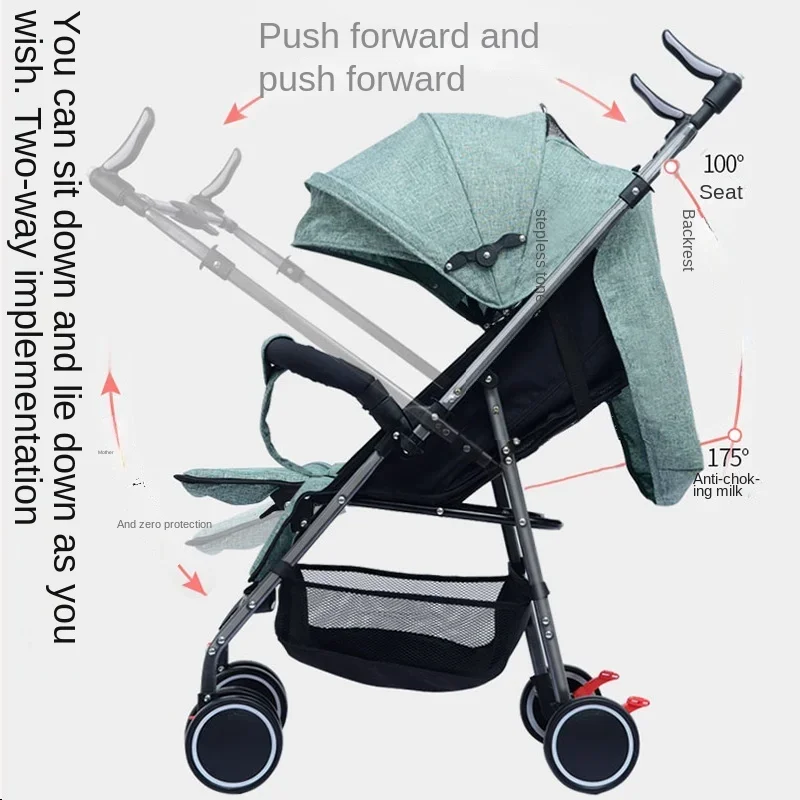 High Landscape Stroller Newborn Travel Stroller Two-way Seat Lightweight Folding Four-wheeled Shock-absorbing Baby Stroller