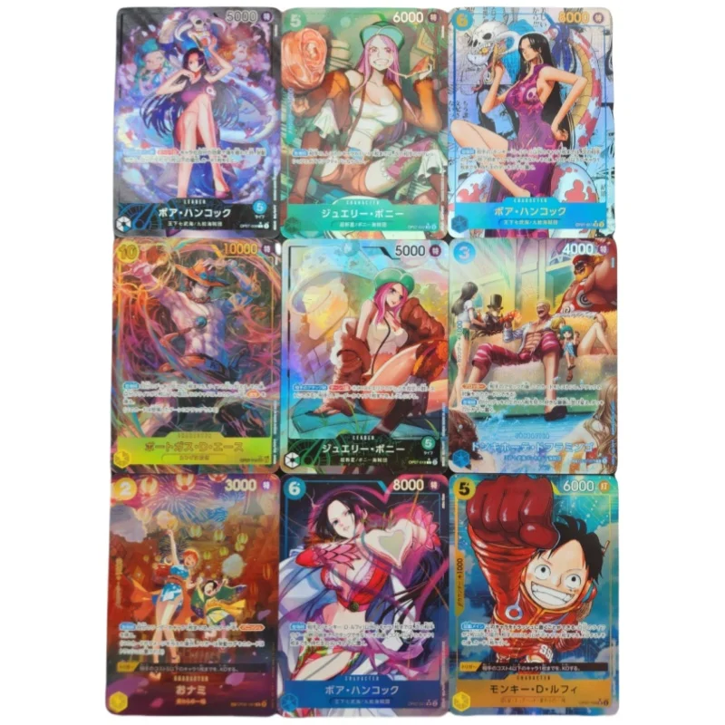 

9Pcs/set One Piece Boa Hancoc Acg Girls Cards Opcg Refraction Color Flash Self Made Anime Game Characters Collection Cards