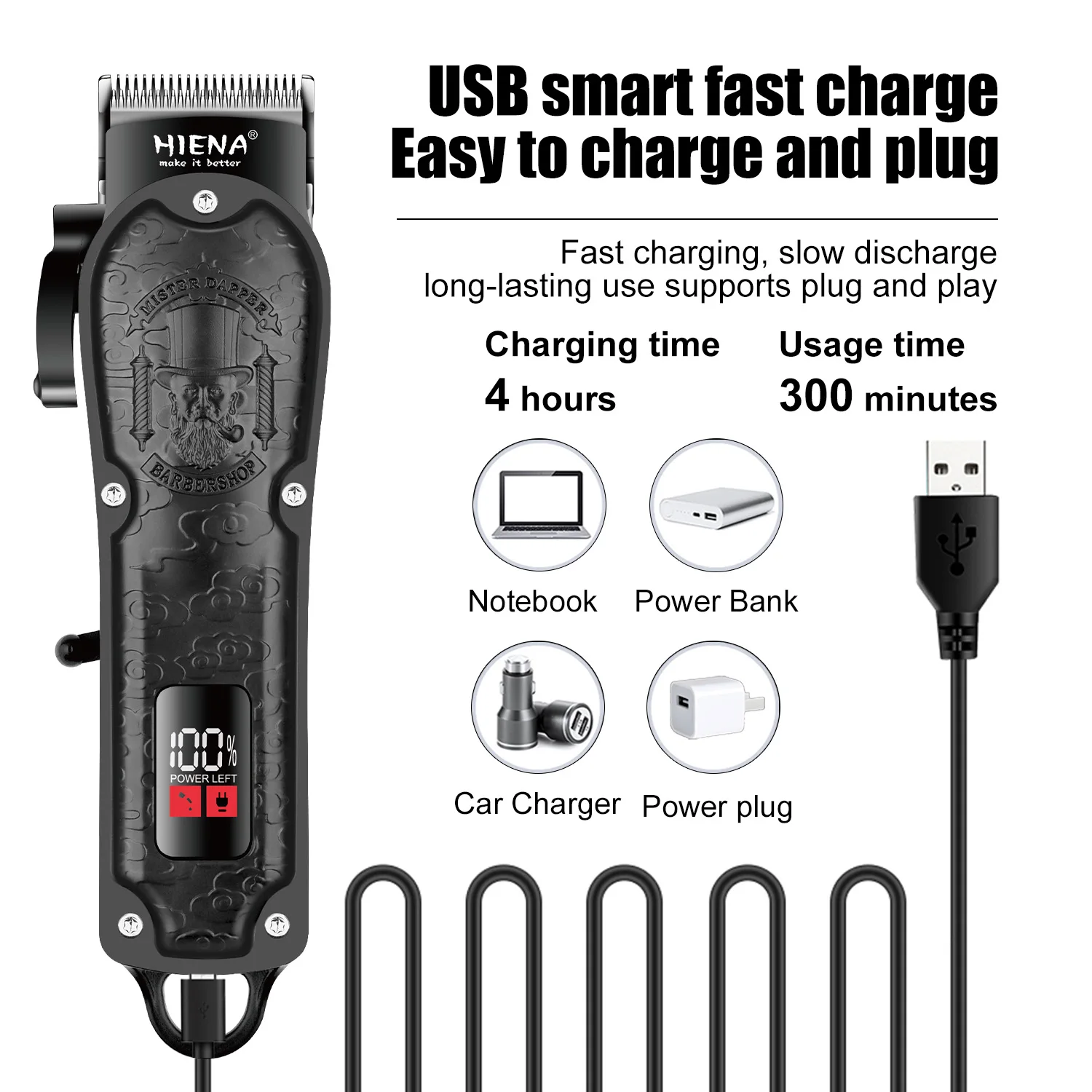 

Professional Adjustable Men's Electric Clipper - Barber Electric Trimmer Rechargeable Powerful Hair Clipper Trimmer Set