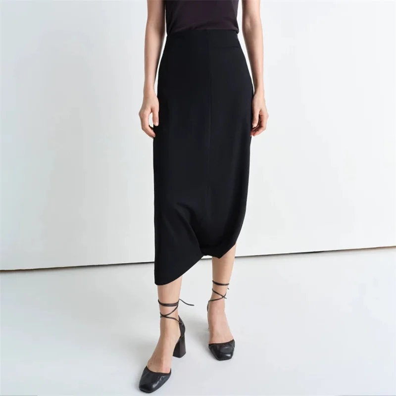 

Women's skirt New asymmetrical slim fit long skirt for summer 2025 High waisted women's half skirt Side slit pencil skirt y2k