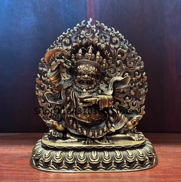 10CM Tibet Two Arms Mahakala Protector Buddha Copper Statue