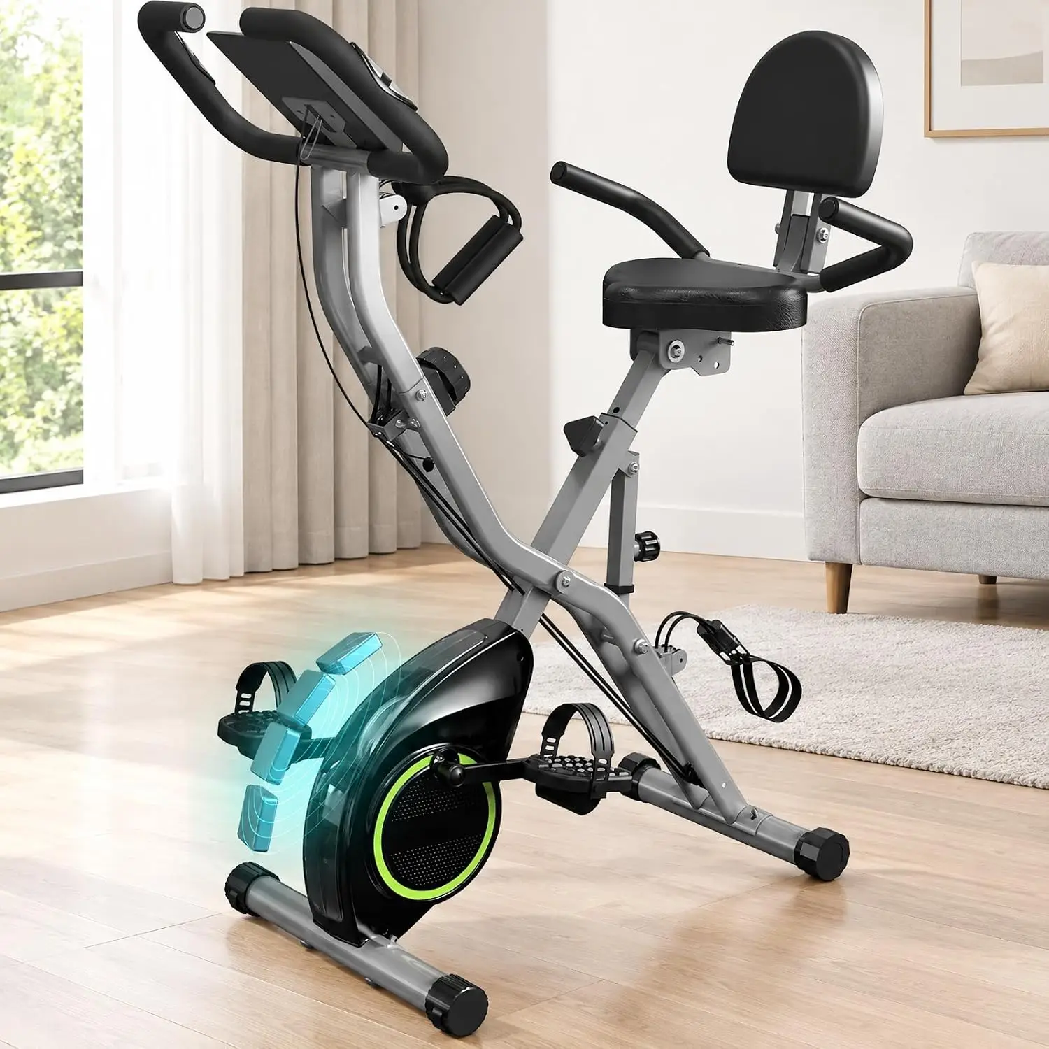 5-in-1 Foldable Exercise Bike for Home, Stationary Indoor Workout Bike with Quiet 16-Level Magnetic Resistance, 6.6 lbs Flywheel, 300 lbs Weight Capacity, 2026 Design