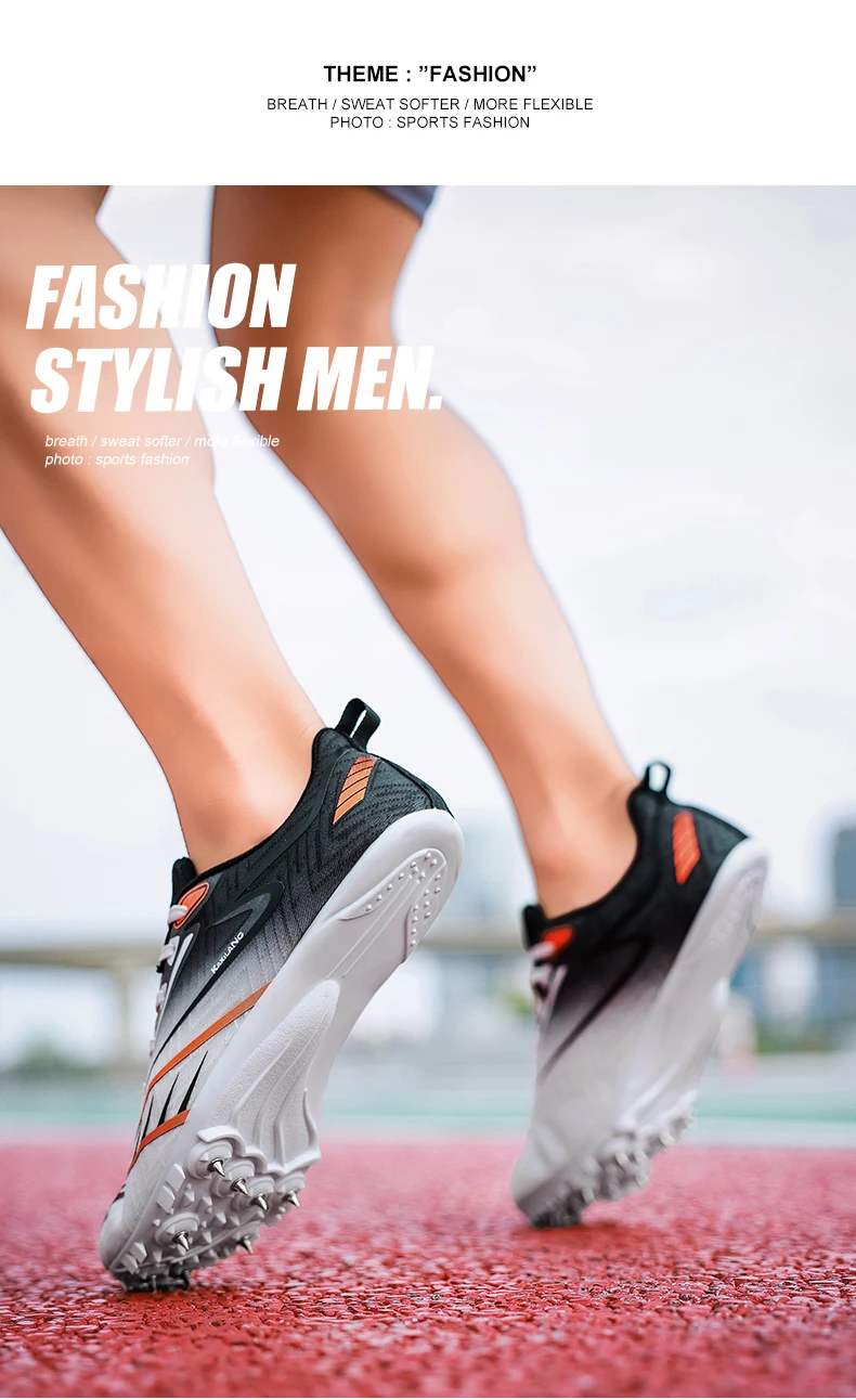Men Track Spike Soft Professional Athletic Long Jump Running Field Sprint Shoes Light Weight Non Slip Nails Race Racing Match