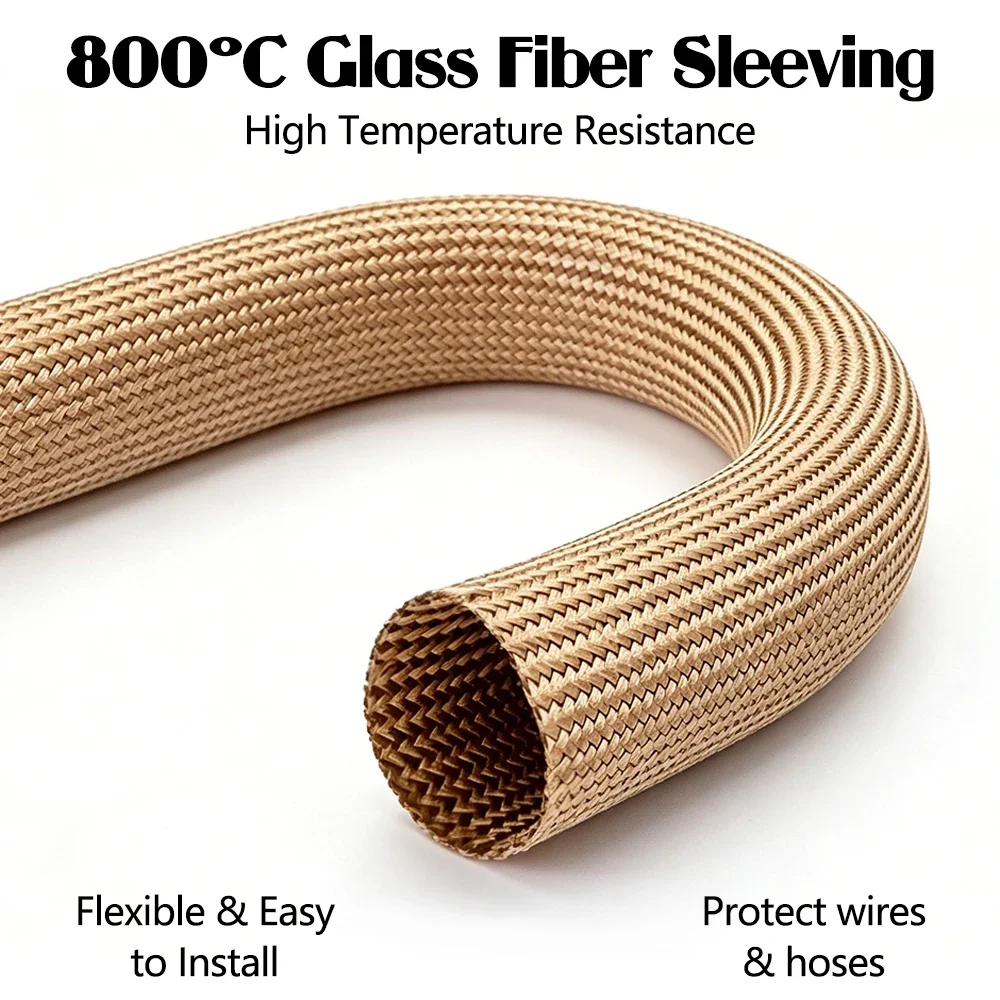 1M-10M Fiberglass Sleeve 800 Deg.C High Temperature Resistance Alkali free glass fiber tube For Various Wire Harnesses Organize