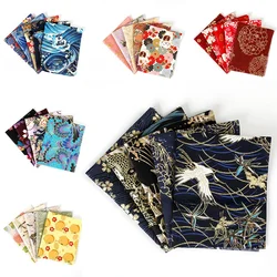 5PCS Japanese Style Cherry Blossom Bronzing Cotton Patchwork Fabric for Sewing  Kimono Cheongsam,DIY Personalized Bag,Jewelry