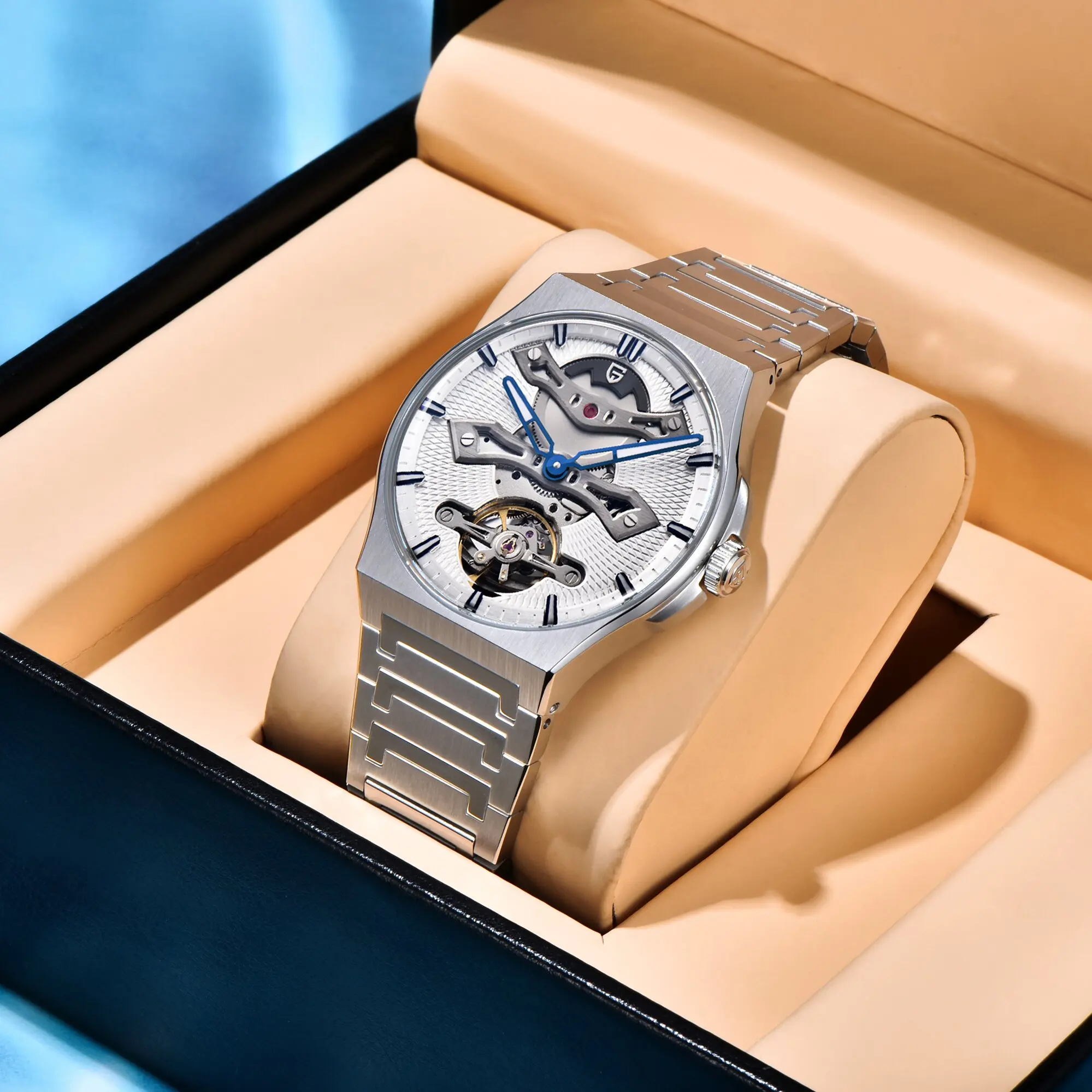 PAGANI DESIGN Top Men's Automatic Mechanical Watch Plain Simple High-End Stainless Steel Sapphire Glass Mirror Tourbillon Watch