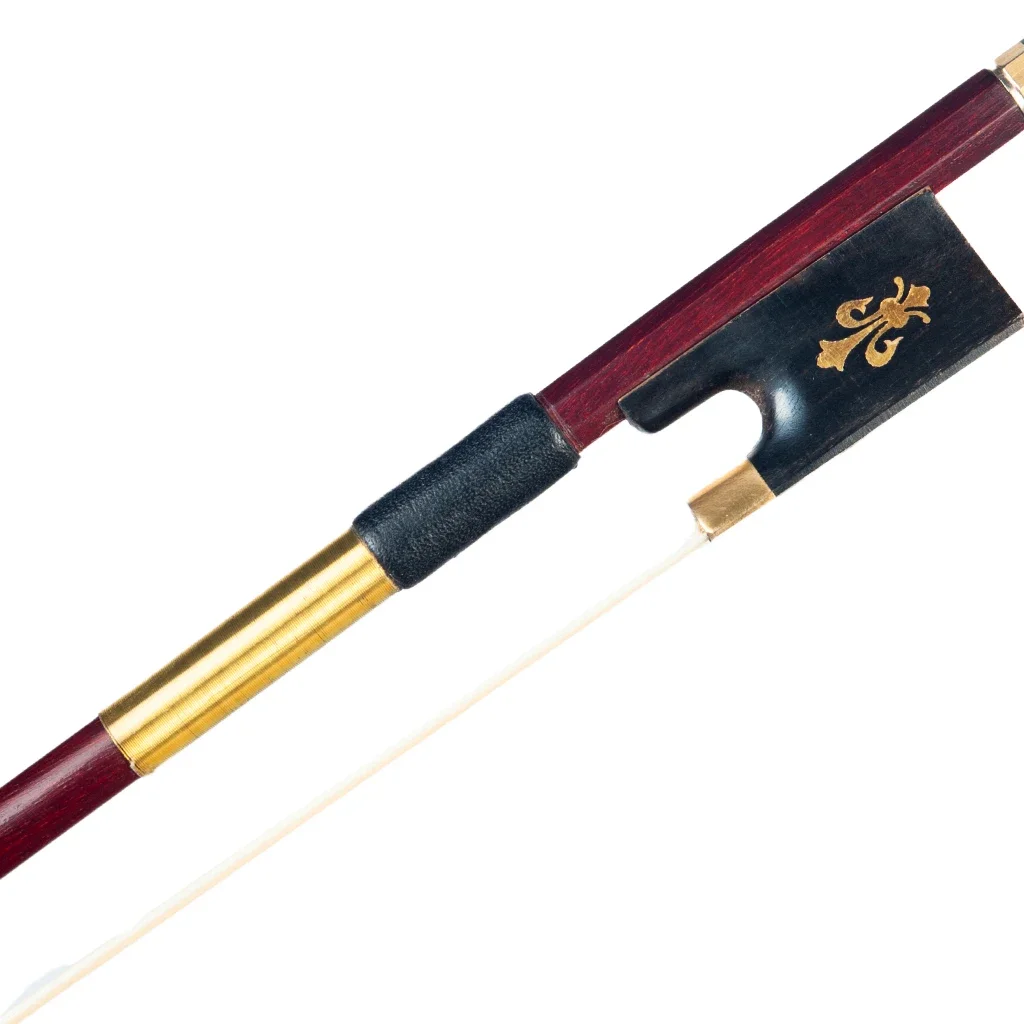 Mugig 4/4 arco de violín palo redondo de madera de Brasil con agarre de piel de oveja rana de ébano crin Natural