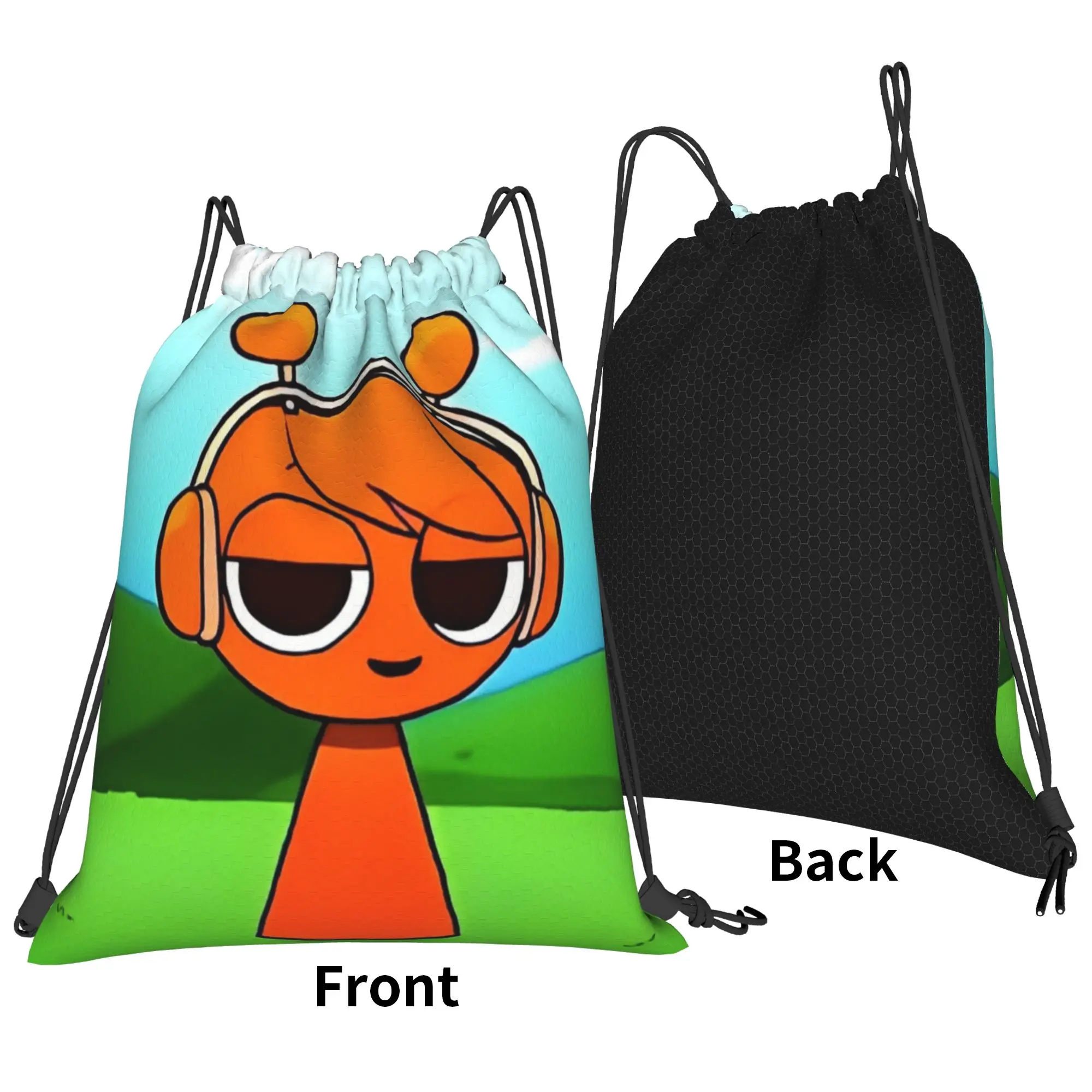 Games Sprunki Drawstring Backpack Gym Sports Sackpack Water Resistant Cartoon  String Bags for Cycling 36cm (W) x 43cm (H)