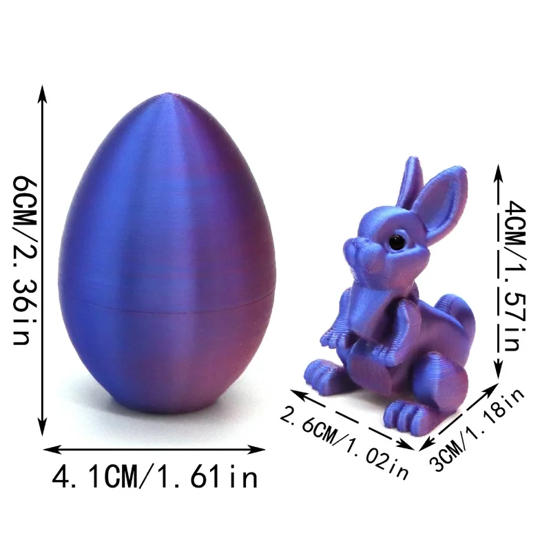 Cute 3D Printed Rabbit Eggs With Mini Bunny Surprise Egg Home Desktop Ornament Easter Gift For Kids Party Favors Goodies Filler