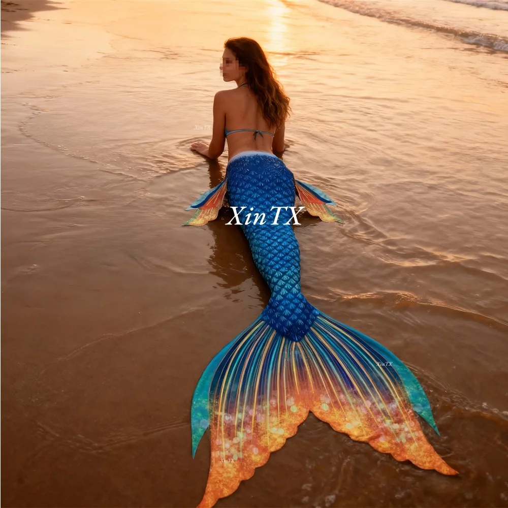Women Big Mermaid Tail Adult Swimming HDPrinting Cosplay Party Show Costume Swimsuit Outfit For Xmas Gift Swimsuit Diving Course