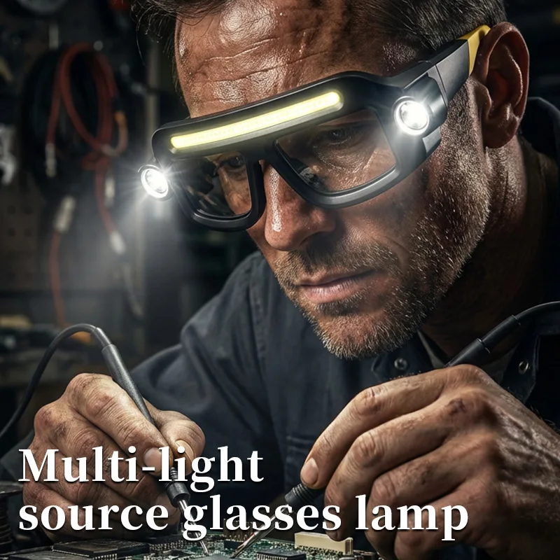 Rechargeable COB LED Glasses Headlight TYPE C Waterproof Lightweight Adjustable Angle Work Lamp for Car Maintenance Repair view 4