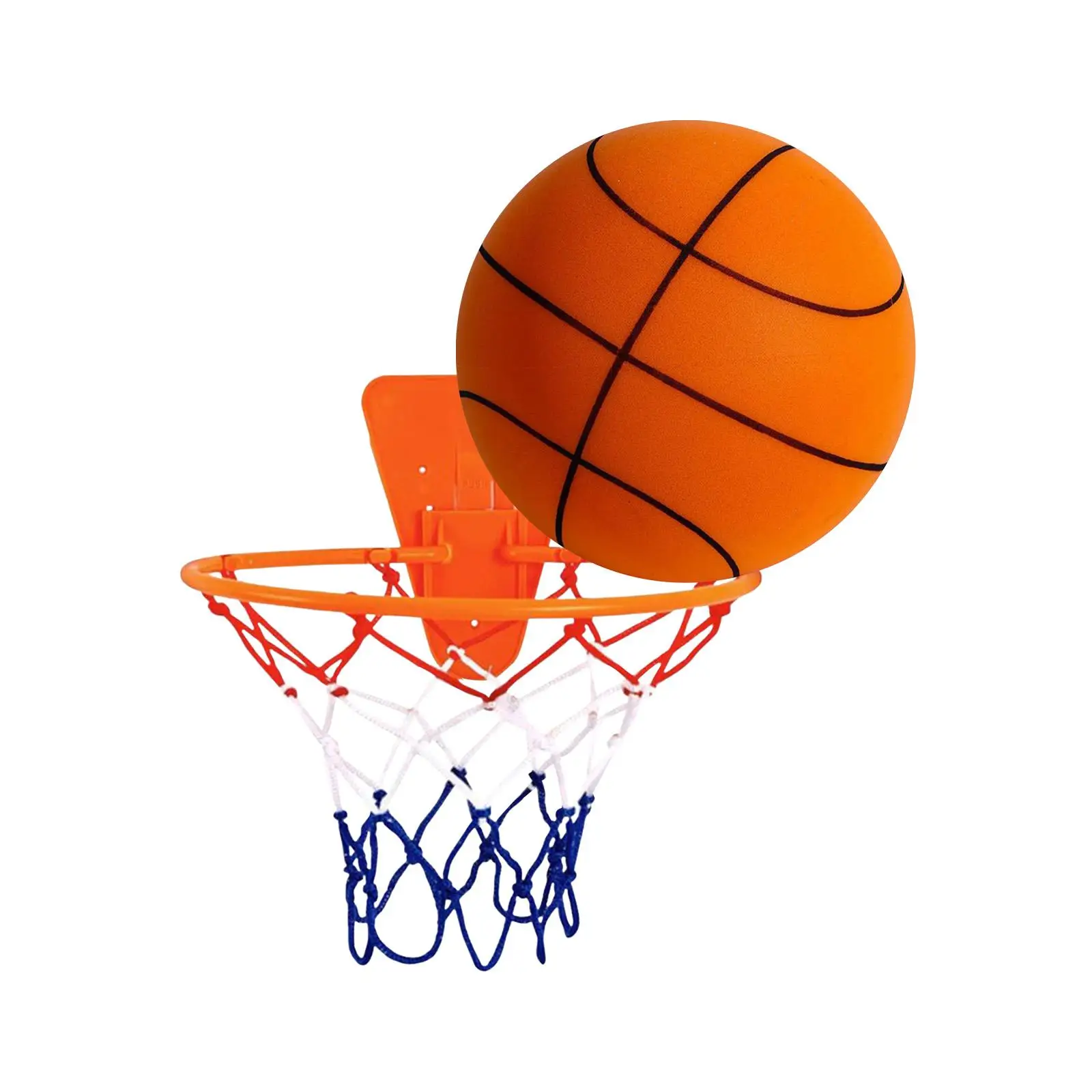 Silent Basketball Set Indoor Soft Sponge Ball Low Sound Dribble Hoop Family Quiet Practice Accessories for Home Fitness