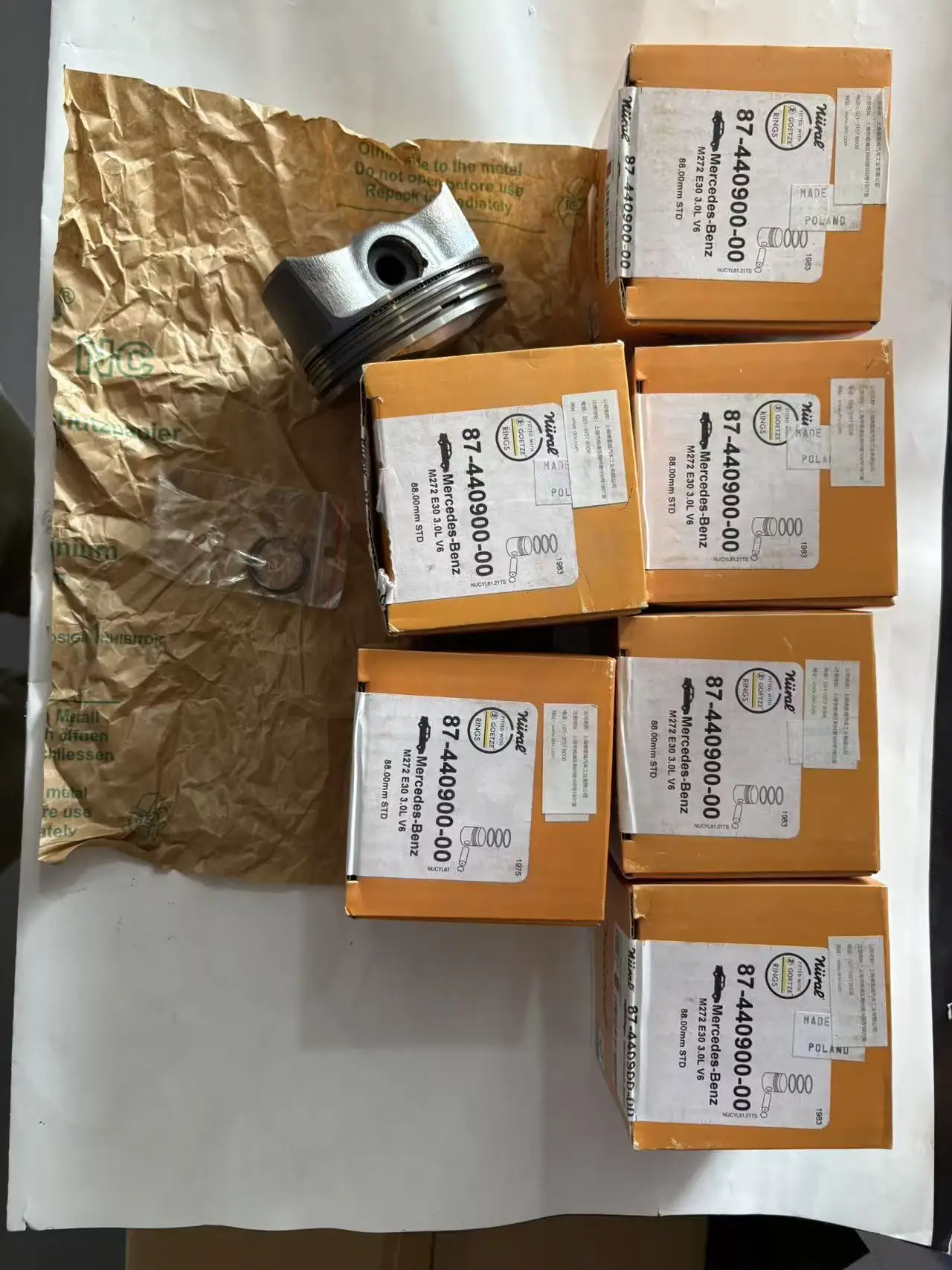 

6 шт. NURAL 87-440900-00 ПОРШНЕВНЫЙ КОМПЛЕКТ ДЛЯ BENZ GLK/E/C/GLE/S 3.0L/2720301018