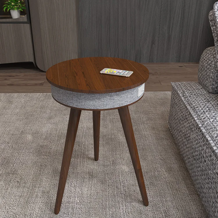 Living room smart furniture side table speaker coffee table with speaker and wireless charger