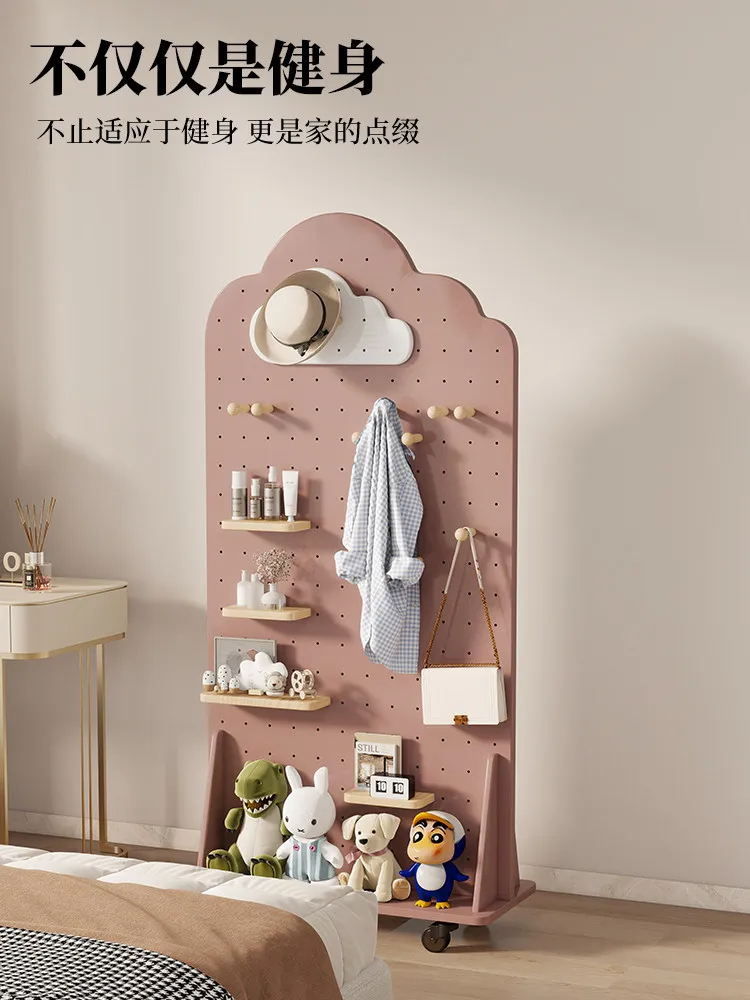 Cave board fitness equipment yoga sports storage rack household movable mirror floor double mirror storage rack