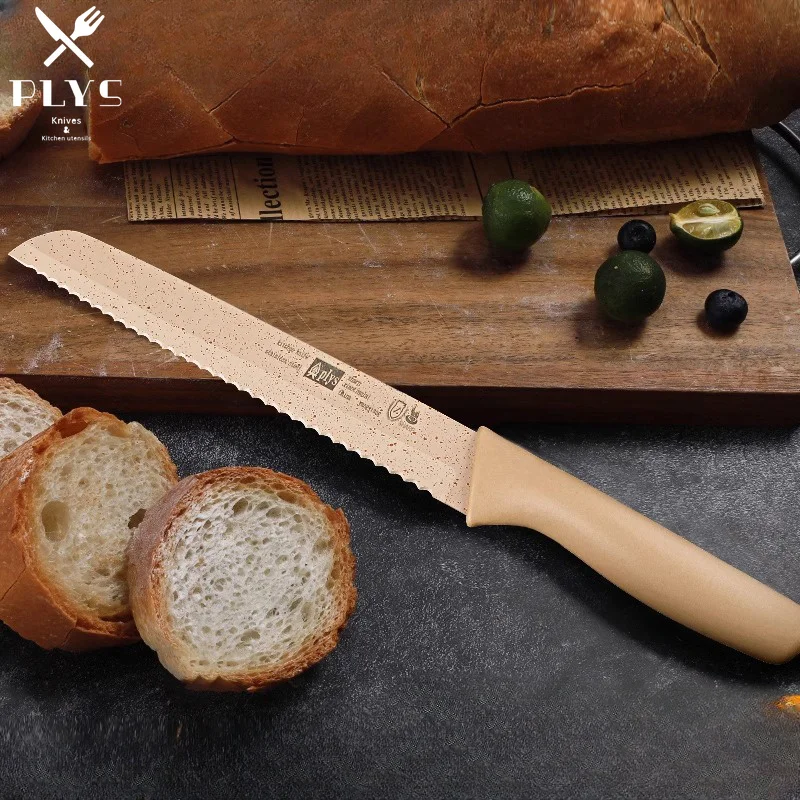 PLYS Bread Knife Stainless Steel Serrated Cut Sandwiches Special Knife Cake Slicing Without Crumbs Baking Knife