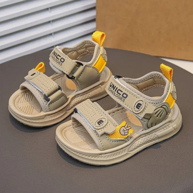 

Модные летние сандалии для детей из искусственной кожи, водонепроницаемые пляжные туфли для мальчиков и девочек, нескользящая обувь для активного отдыха на природе.