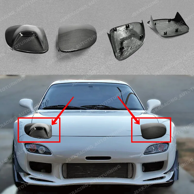 

Carbon Fiber Vent Front Headlight Trim Cover Bodykits For Mazda RX7 FD3S 2PCS