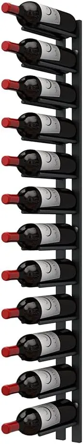 Ultra Wine Racks Cork-Out - Botellero de pared (4 pies, negro mate, 12 botellas) - Almacenamiento de vino de metal moderno y minimalista para el hogar