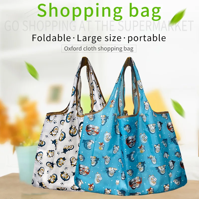 Cartoon Mofusand Reusable Shopping Bags Large Washable Eco-friendly shopping bag Foldable Nylon Pocket Handbags