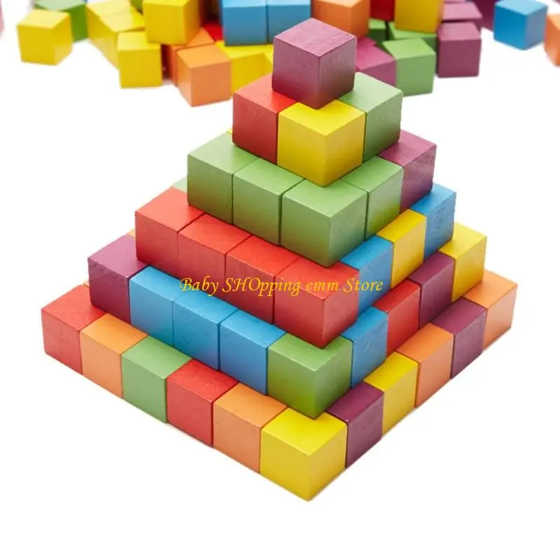 Ensemble blocs éducatifs arc-en-ciel en bois 23GD, 100 pièces, aide à l'apprentissage des mathématiques colorées pour enfants