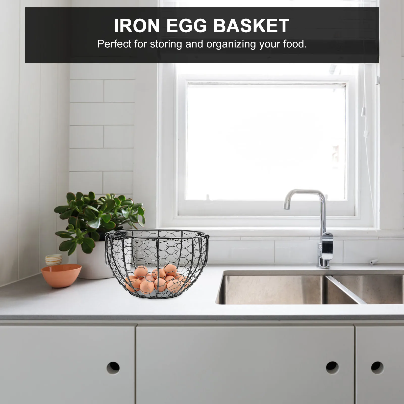 

Iron Storage Basket Rustic Kitchen Vegetable Bread Food Container Sturdy Egg Holder Decorative Fruit Baskets Household ganizer