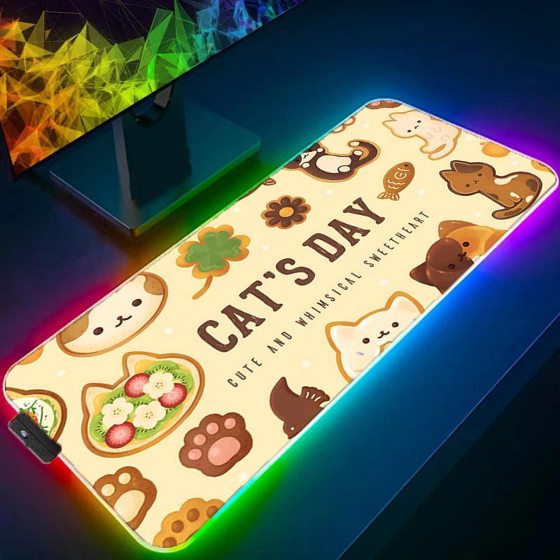 

RGB LED Anime Mouse Pad Gamer Keyboard Pad Dessert illustration Desk Mouse Mat Rubber Tapis Souris Gaming Notbook Mousepad