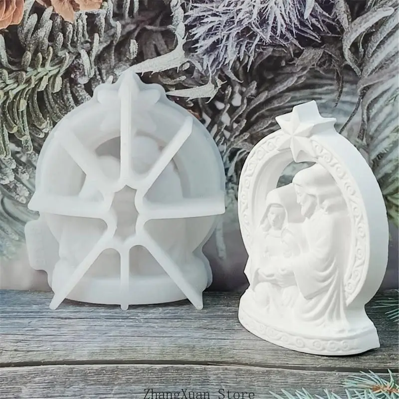 Religiöse Familienfiguren-Gussform mit flexiblem Körper für handgefertigte Kerzen, Kunsthandwerk und Weihnachtsfeier 3XUF – Detail 3