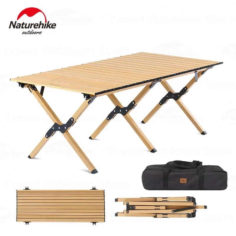 

Naturehike 3 Sizes Outdoor Folding Table 3kg Ultralight 6063 Aluminum Alloy Oak Egg Roll Table Picnic BBQ Table With Storage Bag