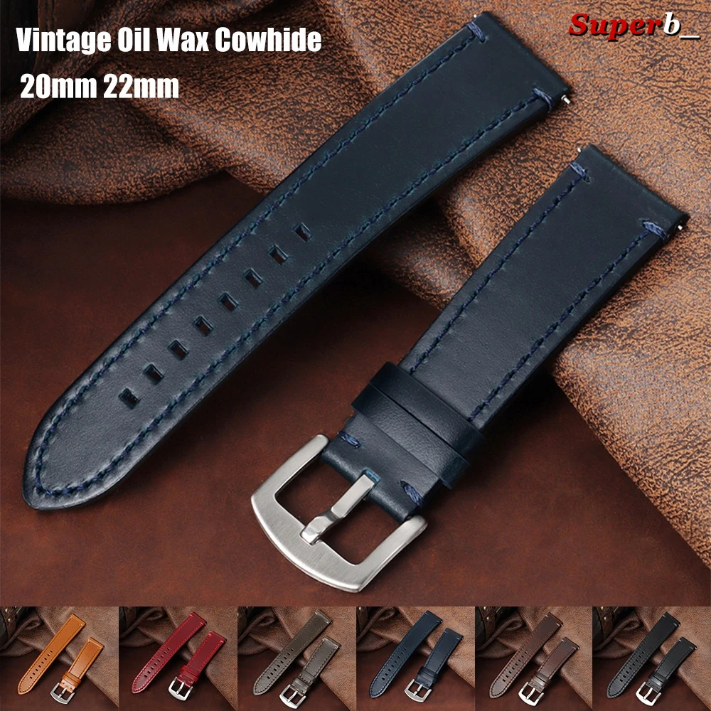 Leather Strap Quick Release - Vintage Yağlı Balmumu Hakiki Deri Saat