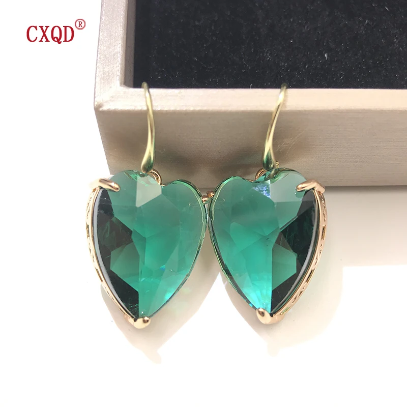 

New Design Simple Fashion Multicolor High Quality Heart Earrings for Women Luxury Clear Glass Jewelry Accessories Couple Gifts