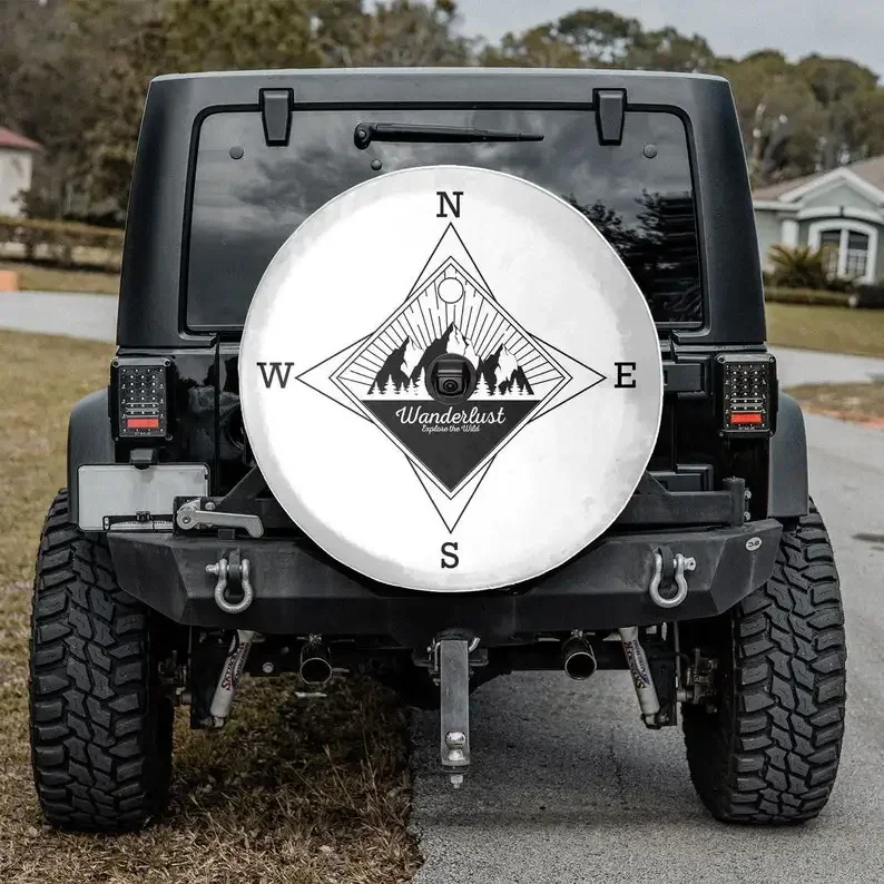 Camper Spare Tire Cover, Wanderlust Explore the Wild Spare Tire Cover With Or Without Backup Camera Hole, Tire Cover Car,Wrangle